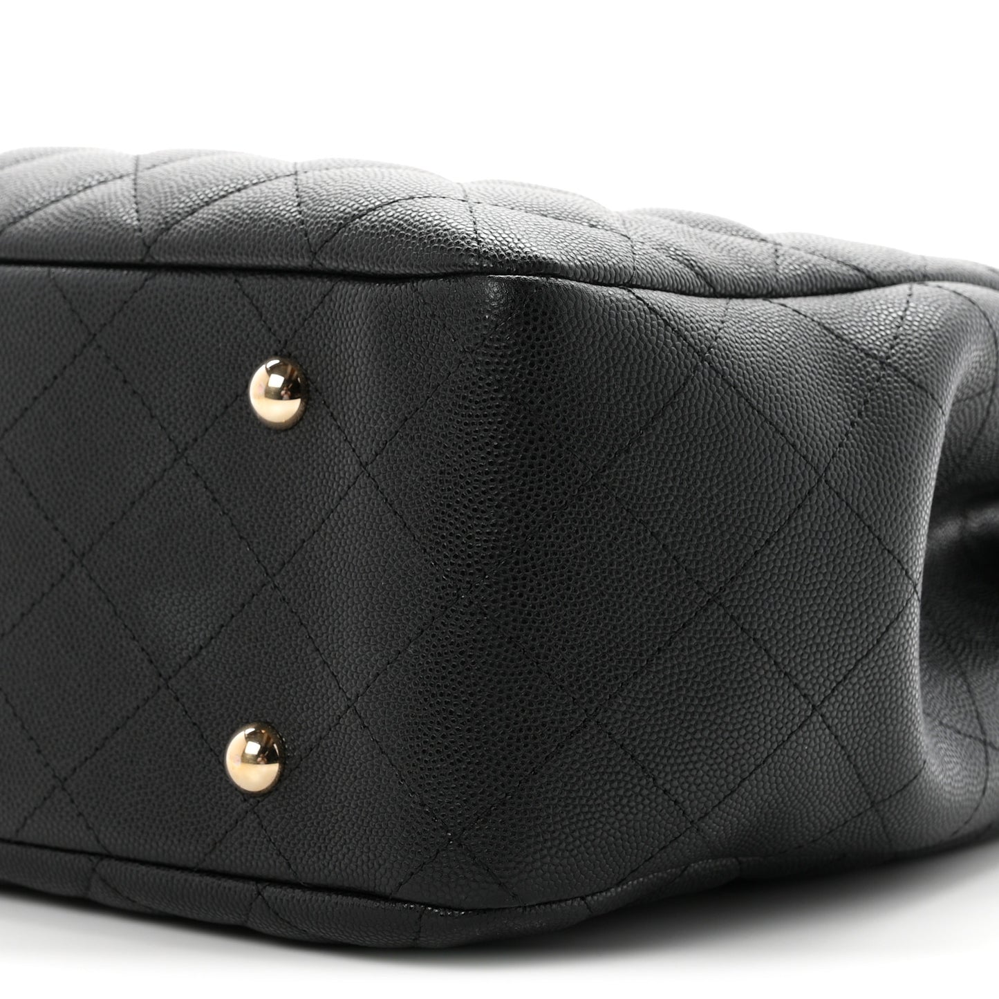 Caviar Quilted Small Shopping Tote Black