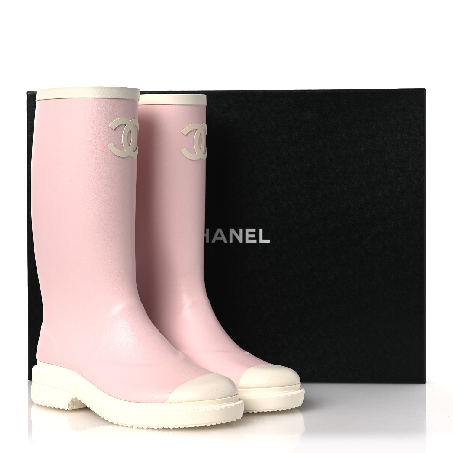 Chanel Caoutchouk CC High Boots 36 Light Pink White 11 of 11