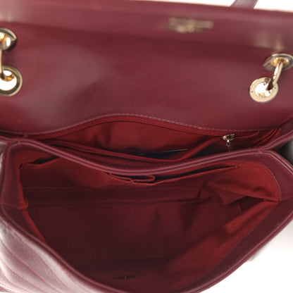 Chanel Grained Calfskin Stitched Chevron Medium Chic Top Handle Flap Red 5 of 17