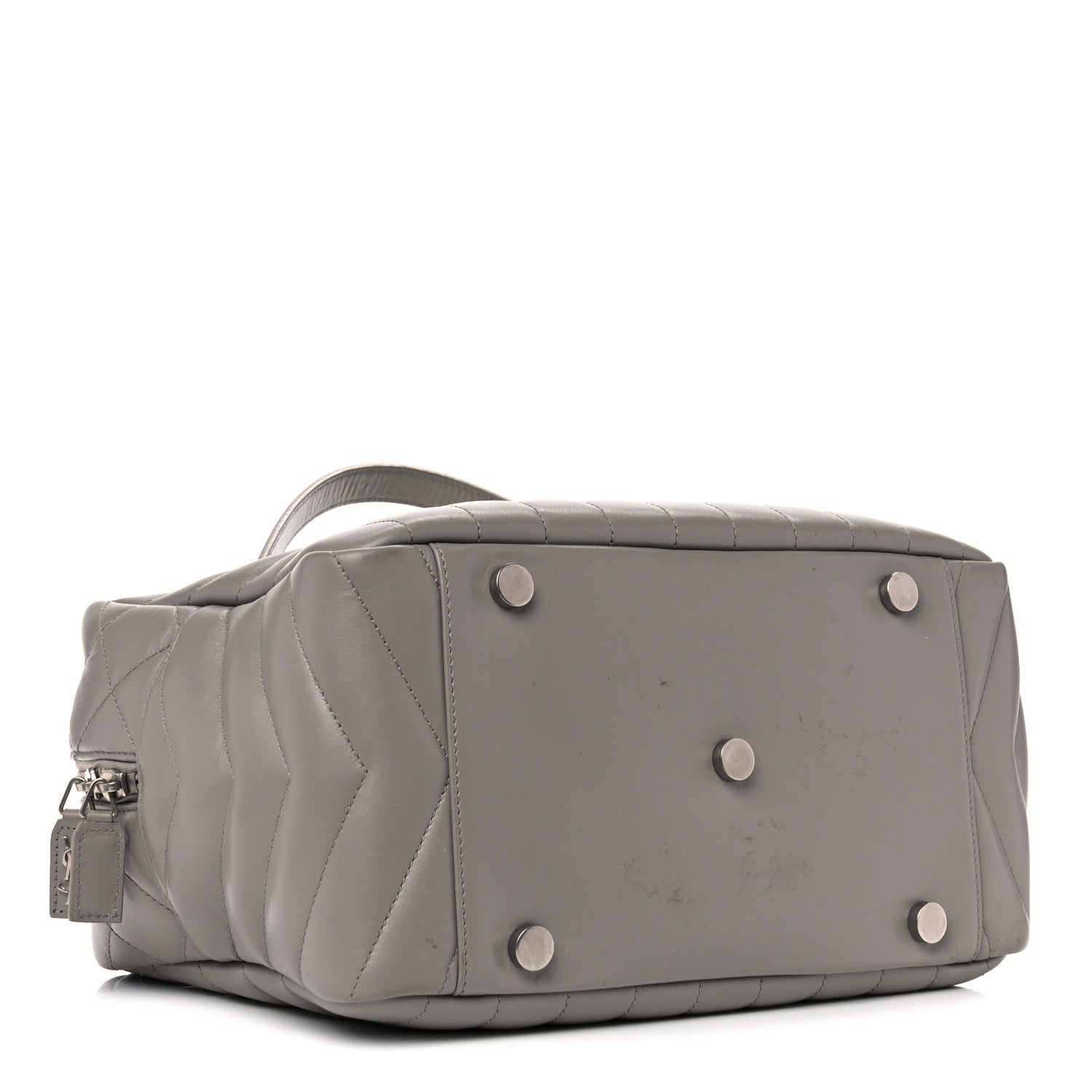 Saint Laurent Calfskin Y Quilted Monogram Medium Loulou Bowling Bag Light Grey 4 of 15