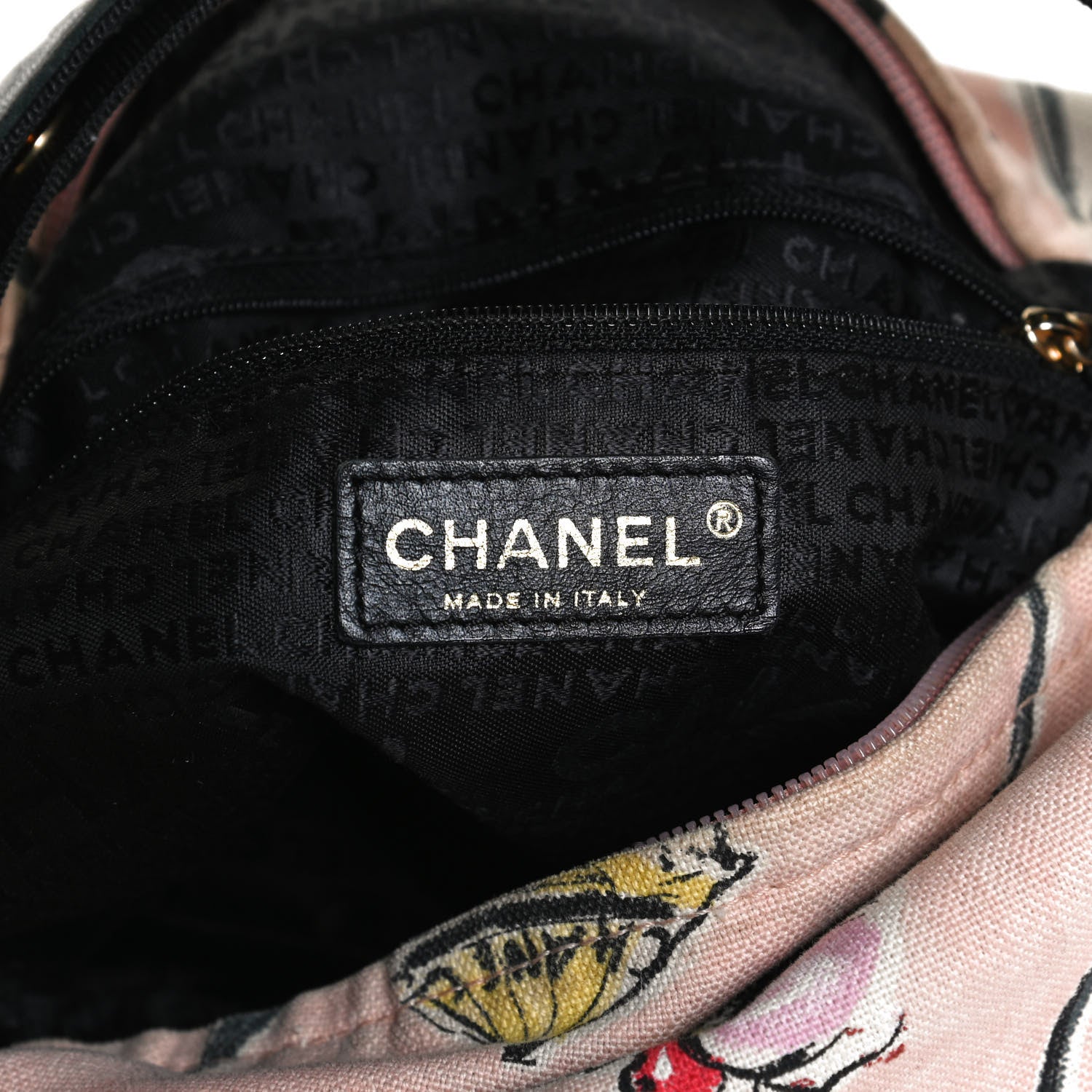 Chanel Cotton Canvas Printed Hobo Pink Multicolor 7 of 14