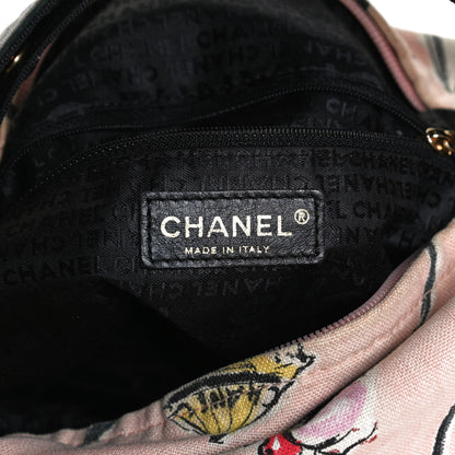 Chanel Cotton Canvas Printed Hobo Pink Multicolor 7 of 14