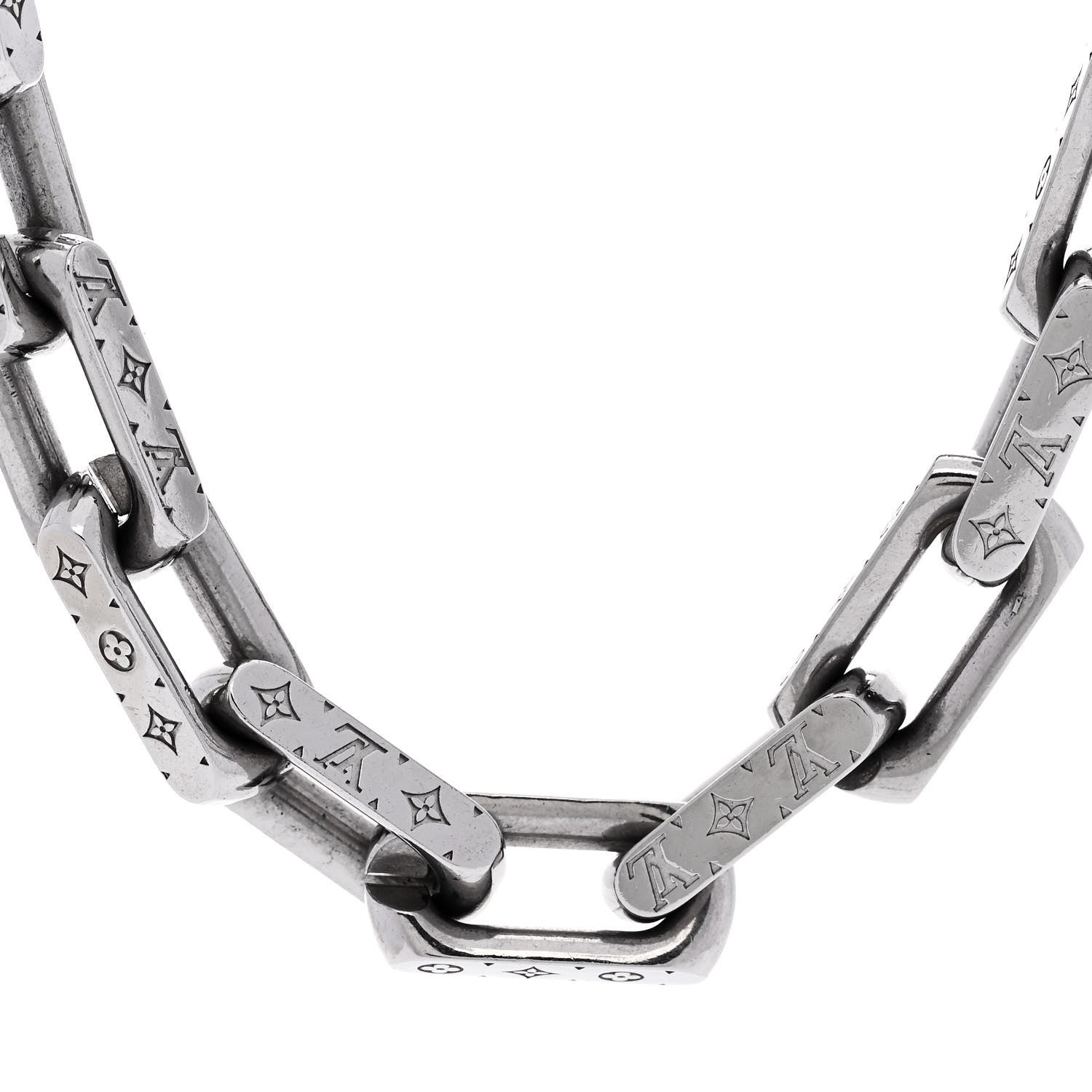 Louis Vuitton Monogram Chain Necklace Silver 4 of 6