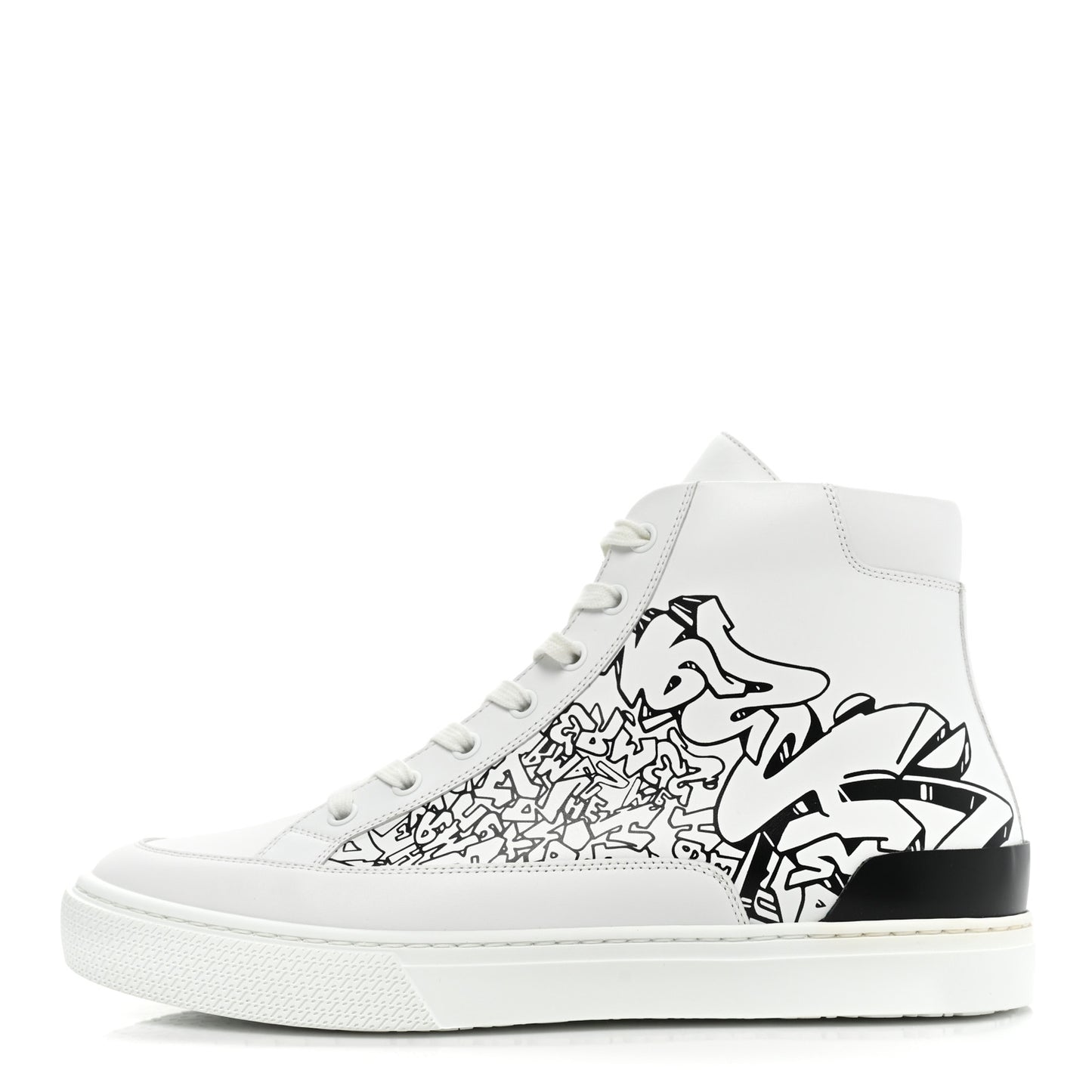 Calfskin Graff Print Mens District Sneakers 41 White Black