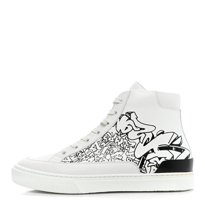 Hermes Calfskin Graff Print Mens District Sneakers 41 White Black 1 of 10