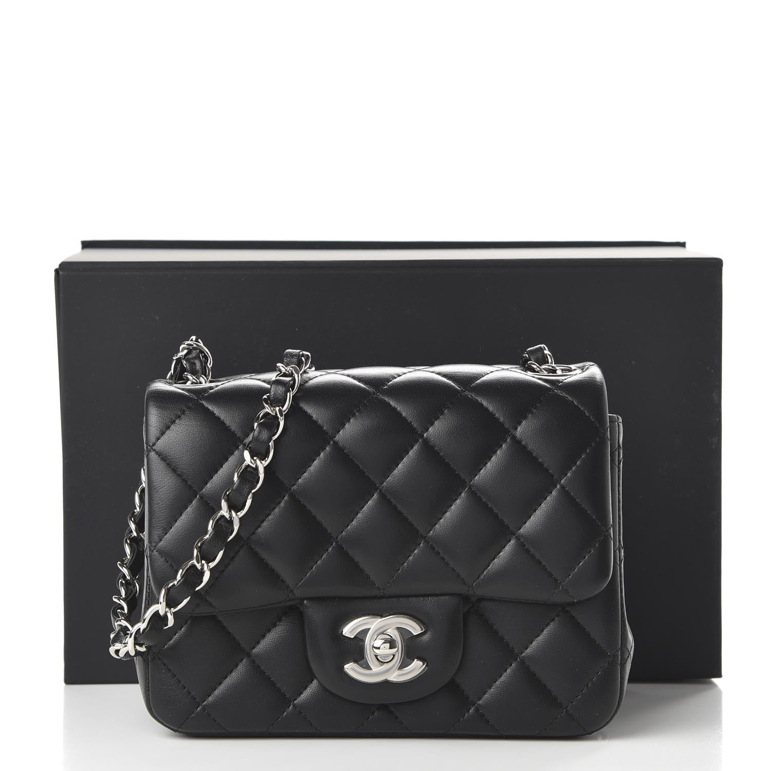 Chanel Lambskin Quilted Mini Square Flap Black 11 of 11