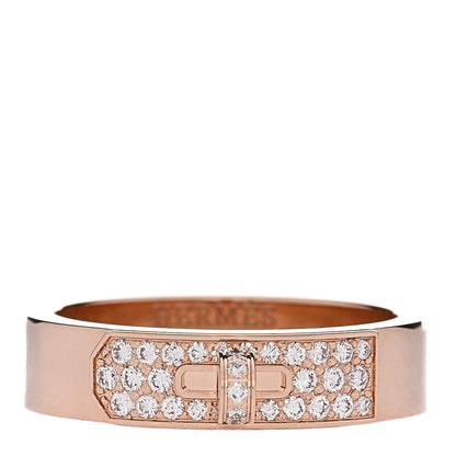 Hermes 18K Rose Gold Diamond Pave Kelly Ring 53 6.5 1 of 5