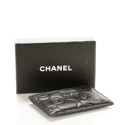 Chanel Lambskin Camellia Embossed Card Holder Black 4 of 8