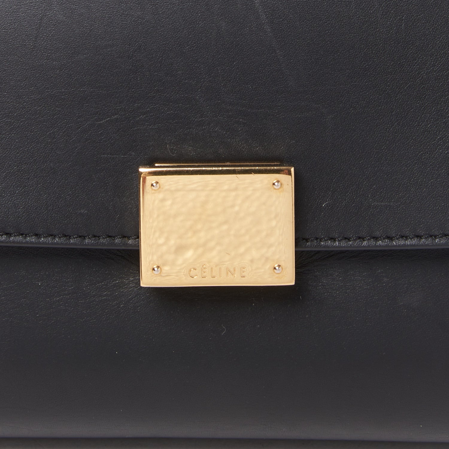 Celine Smooth Calfskin Canvas Medium Trapeze Black 7 of 8