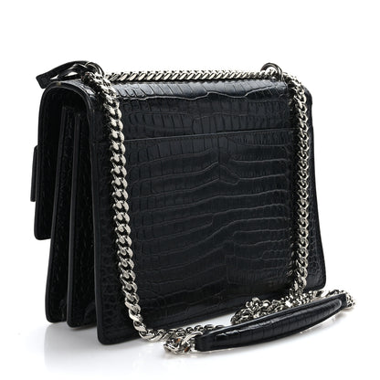 Saint Laurent Calfskin Crocodile Embossed Medium Monogram Sunset Black 3 of 8