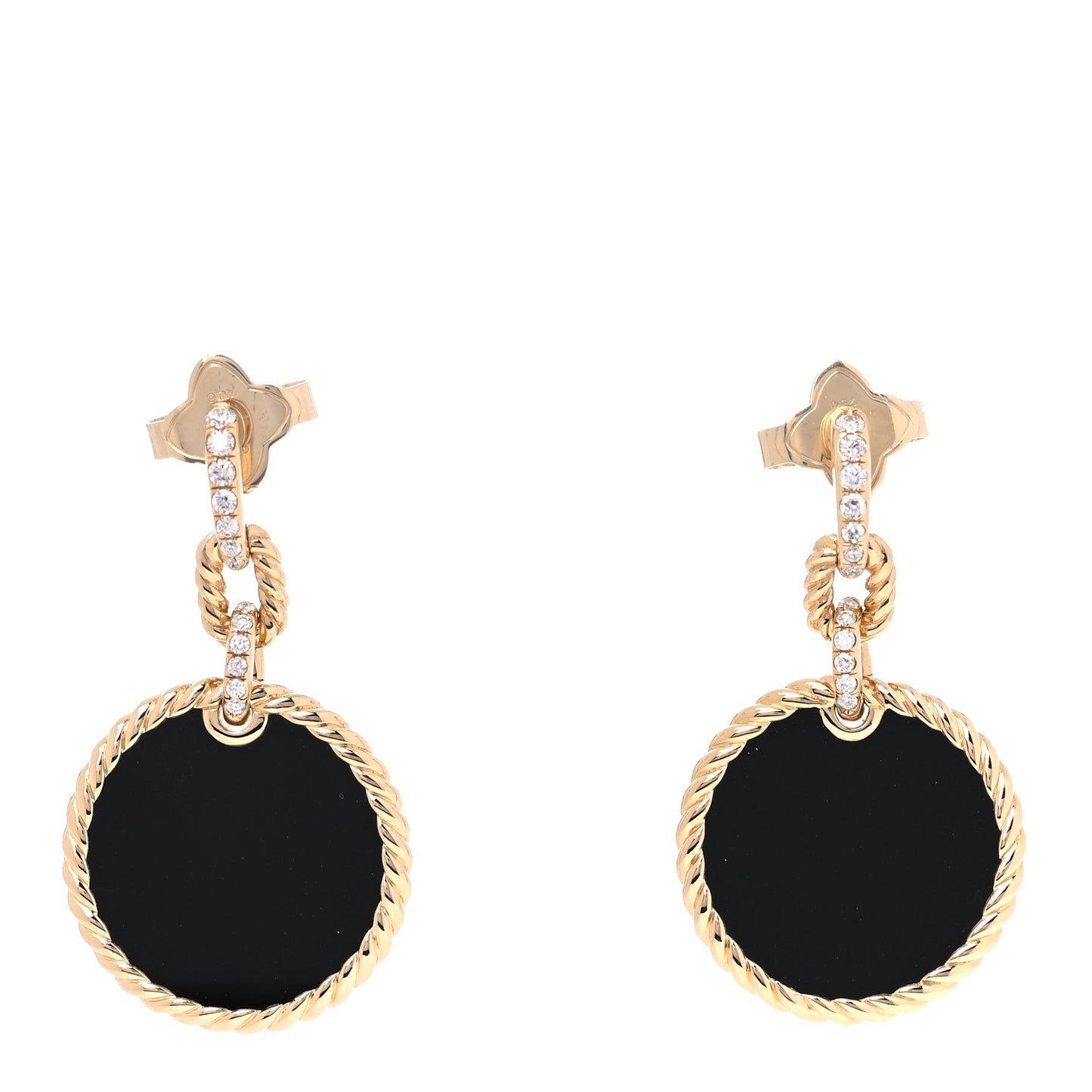 18K Yellow Gold Diamond Black Onyx Elements Convertible Earrings