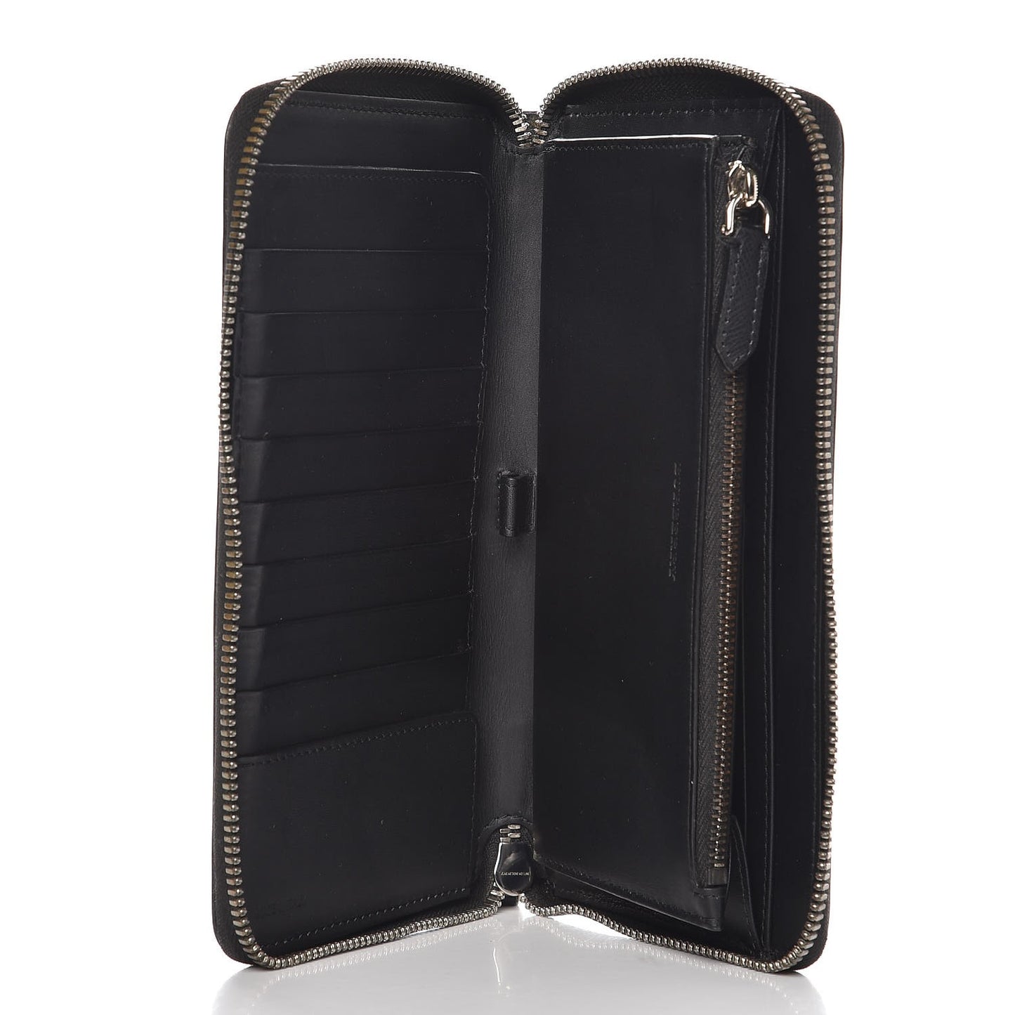 London Grainy Calfskin Renfrew Long Zip Around Wallet Black
