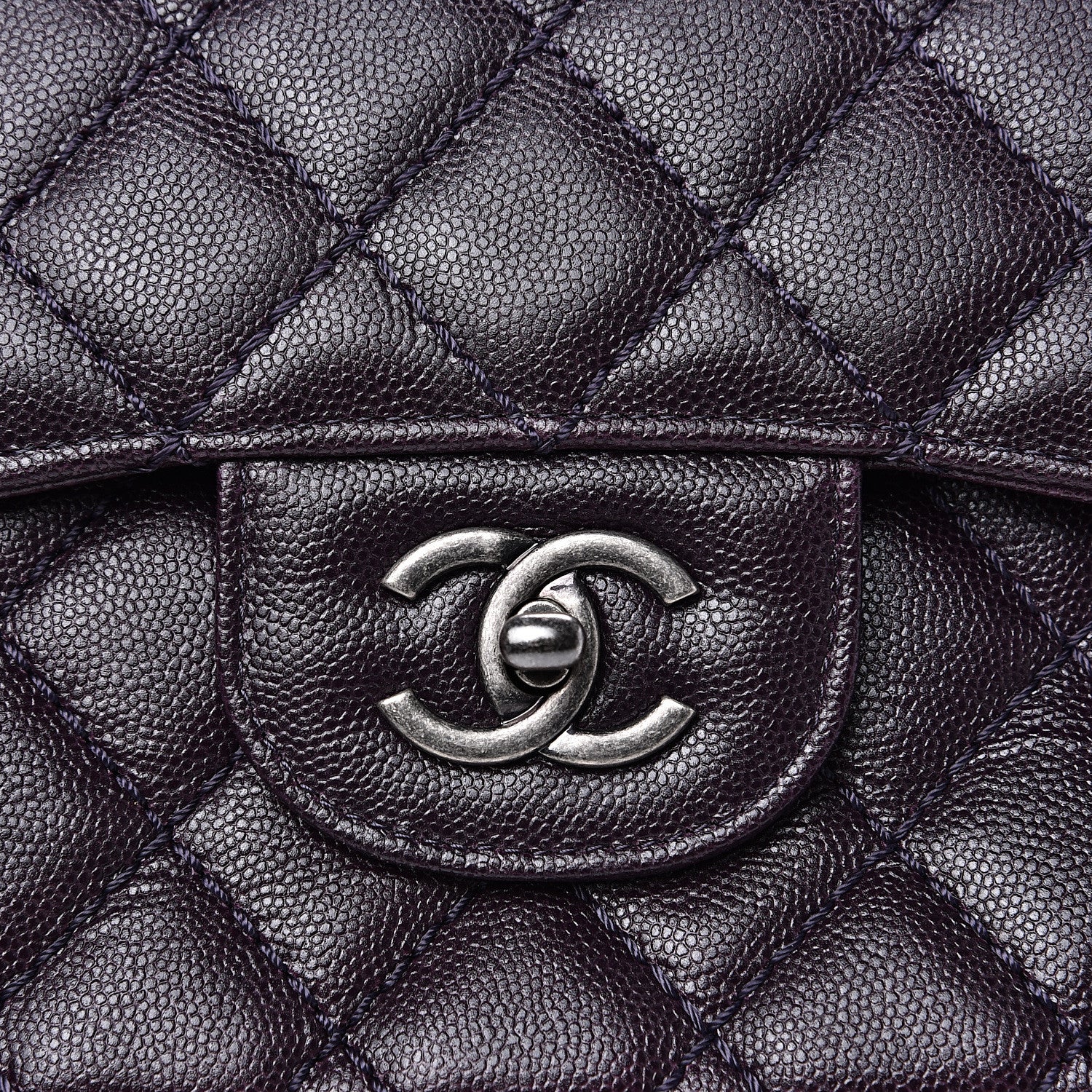 Chanel Caviar Quilted Jumbo Double Flap Dark Purple 7 of 11