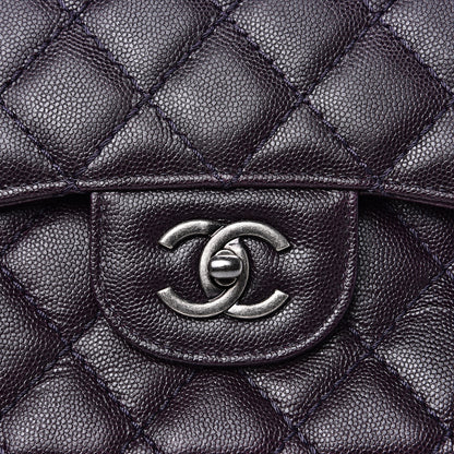 Chanel Caviar Quilted Jumbo Double Flap Dark Purple 7 of 11