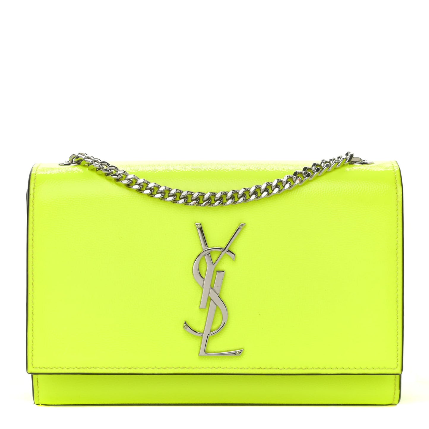 Patent Grain de Poudre Small Monogram Kate Satchel Neon Yellow