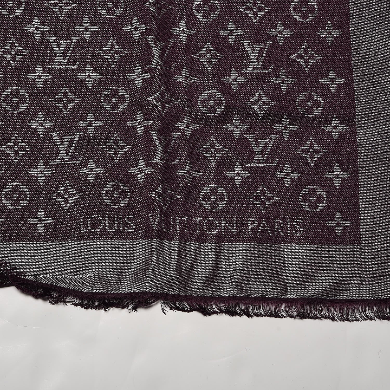Louis Vuitton Silk Lurex Wool Monogram Shine Shawl Amarante 3 of 4