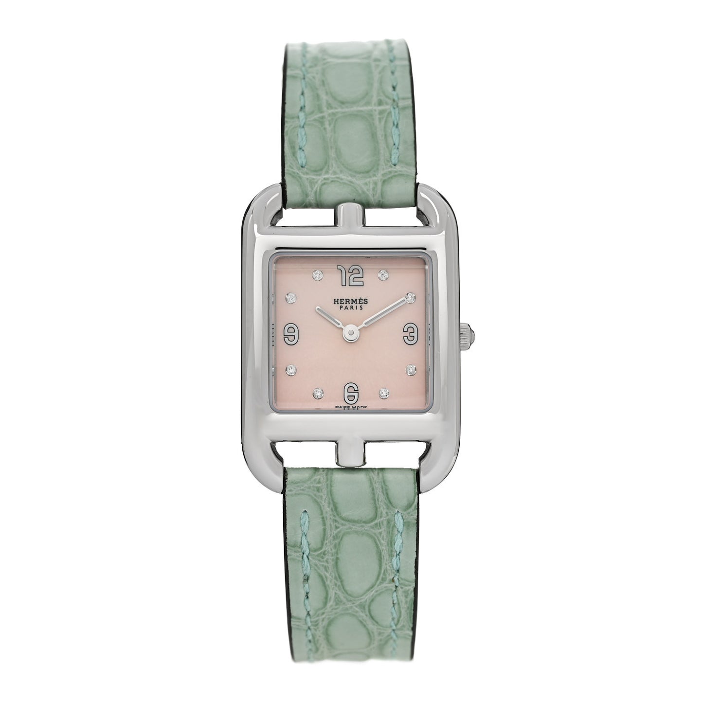 Stainless Steel Alligator Diamond Bezel Mother of Pearl 23mm Cape Cod Quartz Watch Bleu Brum