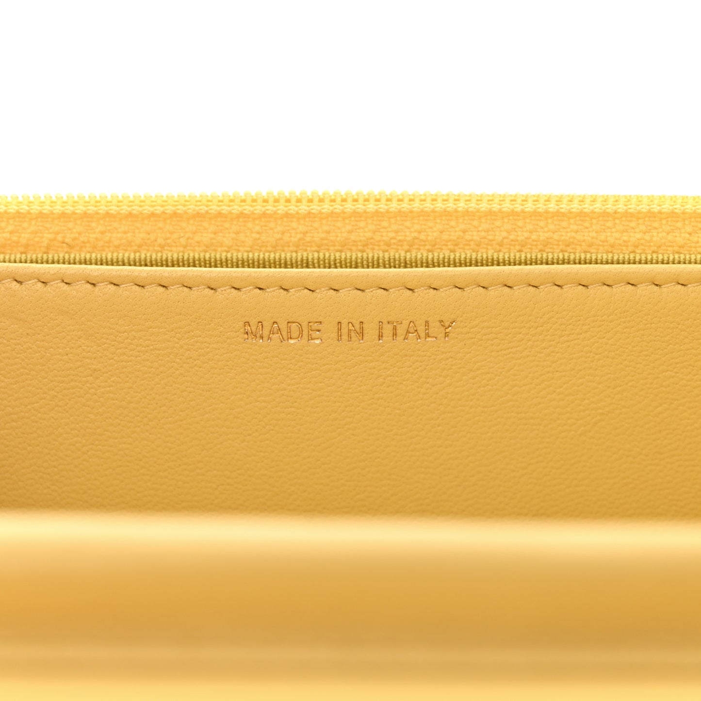 Lambskin Chevron Quilted Wallet On Chain WOC Yellow