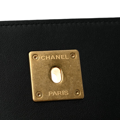 Chanel Calfskin Quilted Crystal Pearl Mini Flap Bag Black 11 of 12