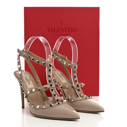 Valentino Garavani Patent Nappa Rockstud Ankle Strap 100mm Pumps 38 Poudre 9 of 9