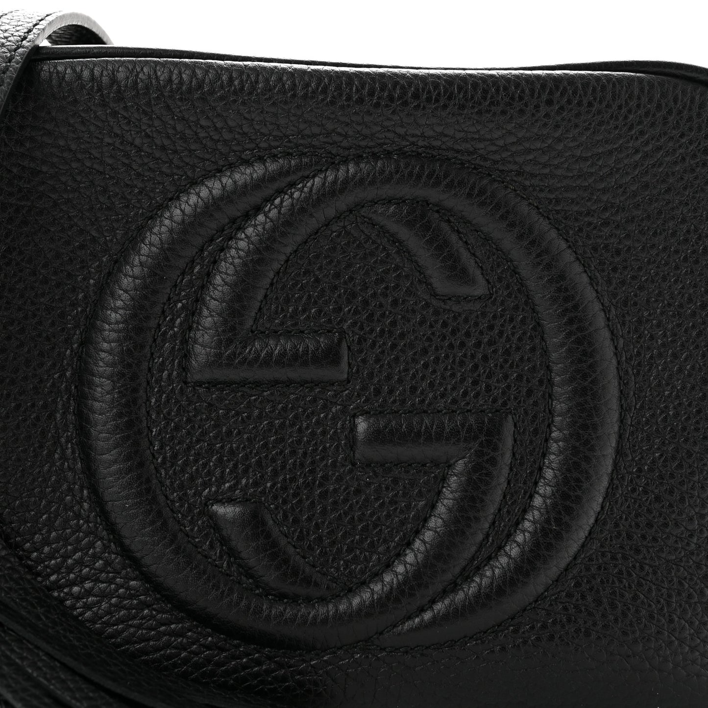 Pebbled Calfskin Small Soho Disco Bag Black