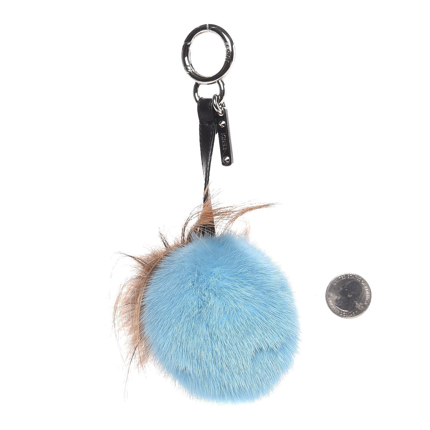 Mink Fox Fur QuTweet Softweet Bag Bug Charm Azzurro