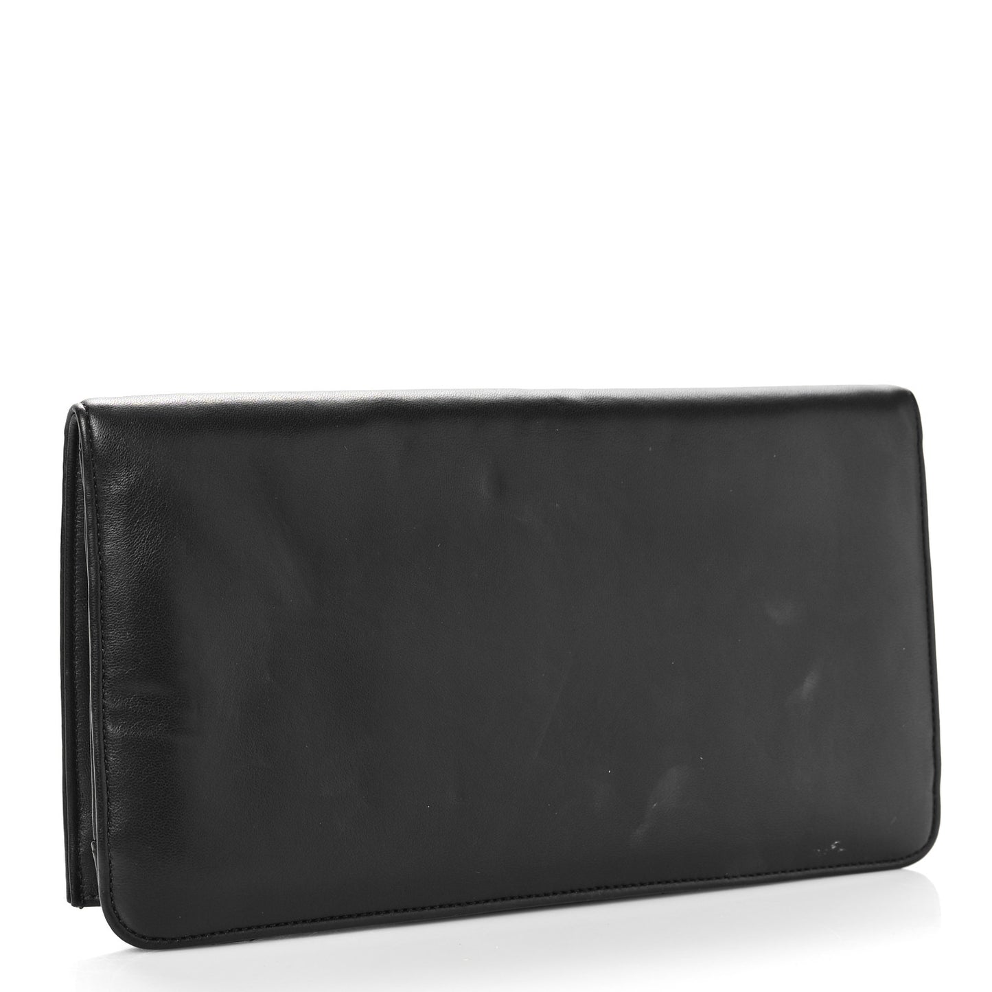 Lambskin Strass Crystal Peace Sign Emoji Fold Over Clutch Black