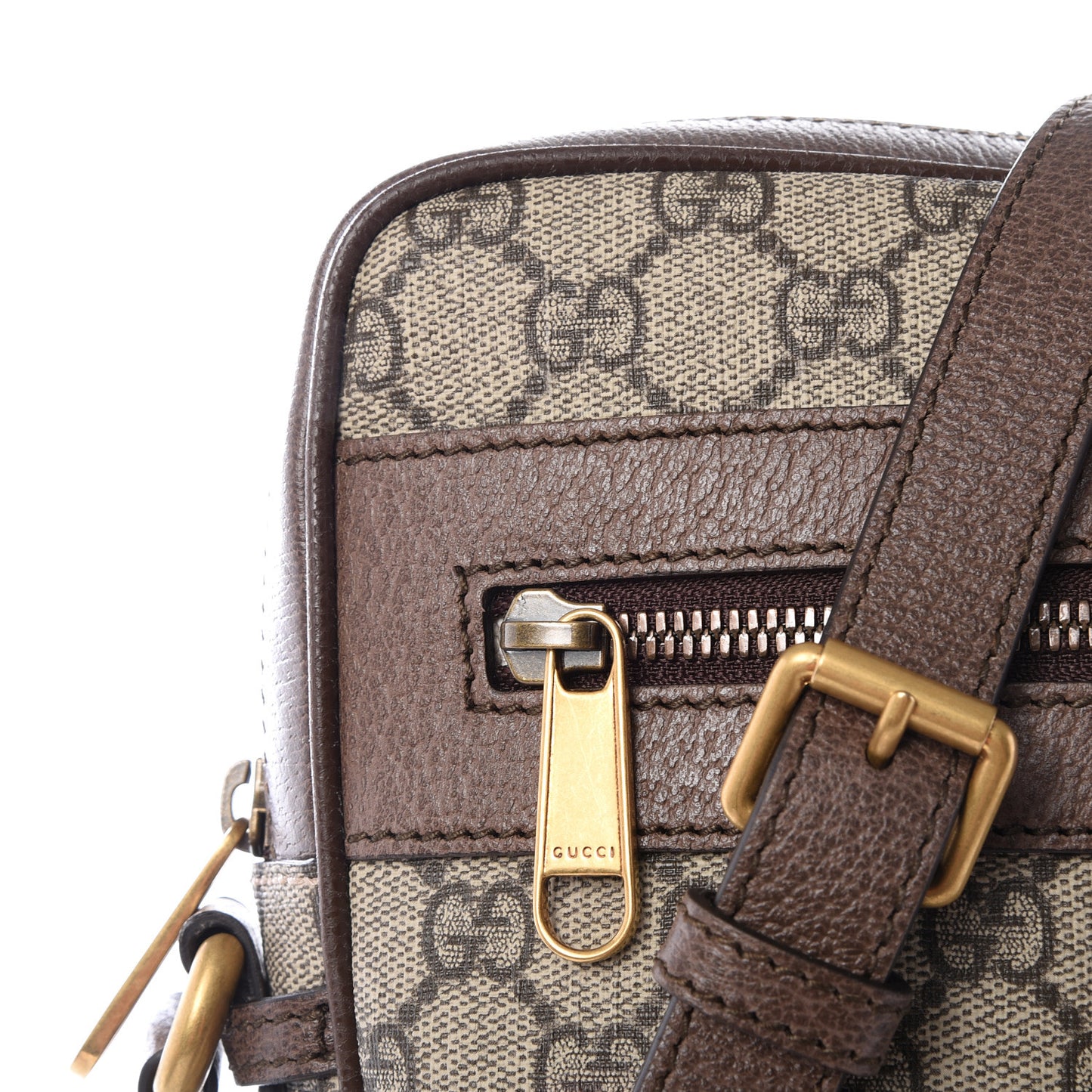 GG Supreme Monogram Web Medium Ophidia Messenger Bag Brown