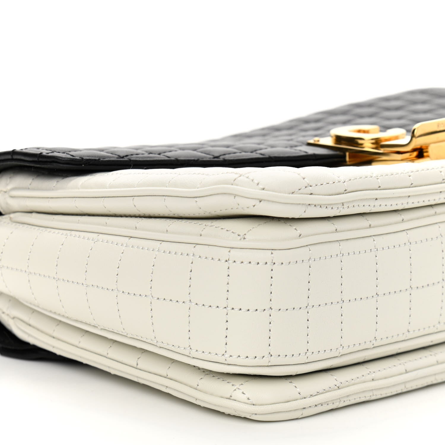 Celine Calfskin Quilted Medium C Bag Black White 9 of 12