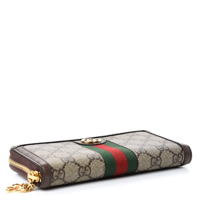 Gucci GG Supreme Monogram Web Ophidia Zip Around Wallet Brown 4 of 7