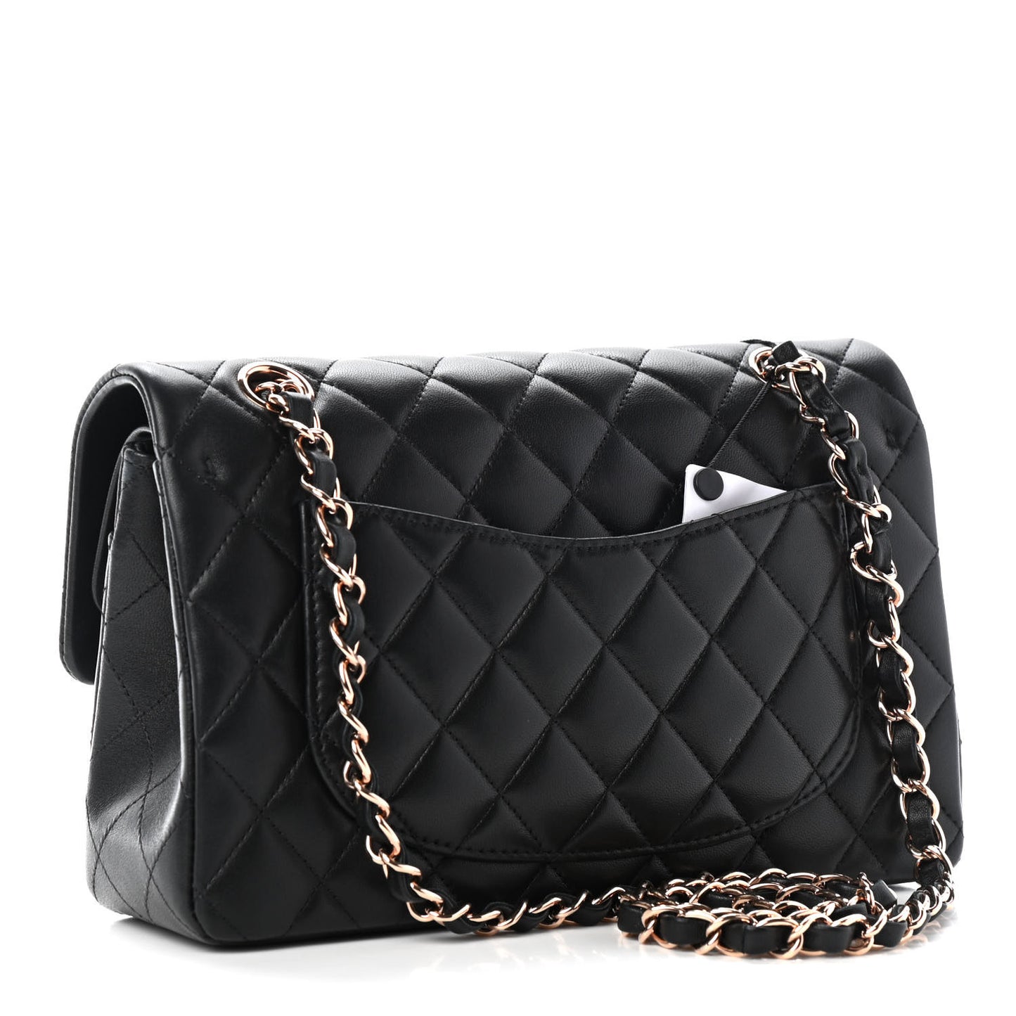 Lambskin Quilted Small Double Flap Black
