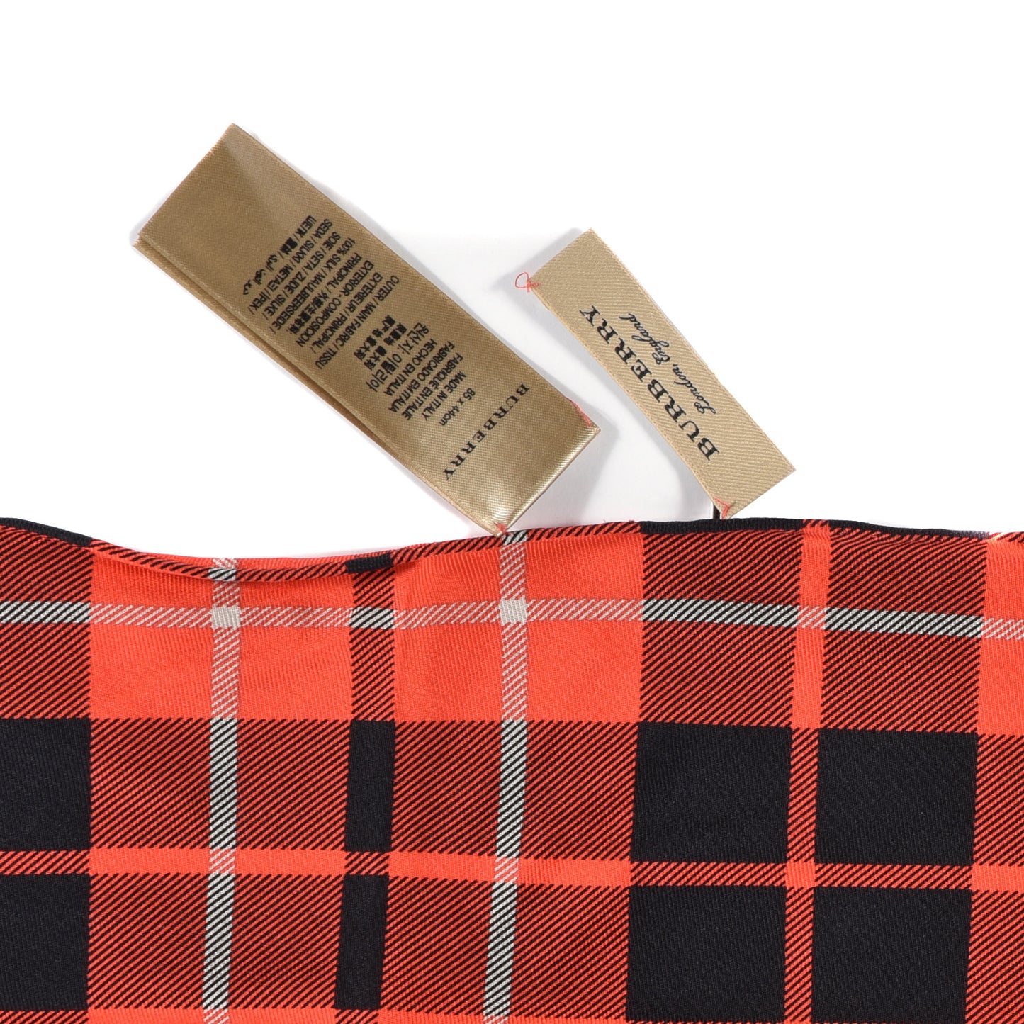 Silk Check Triangle Bandana Scarf Vibrant Red