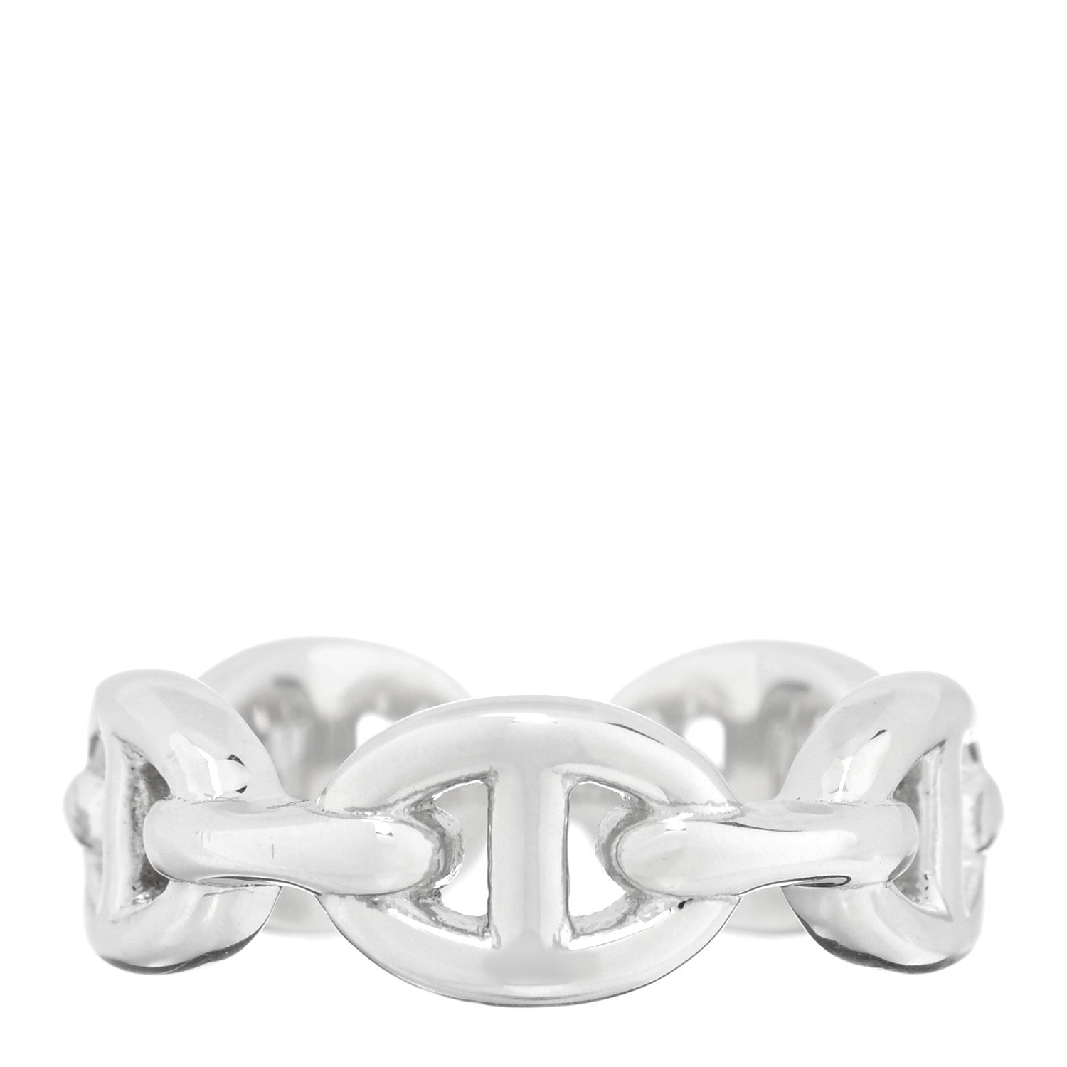 Hermes Sterling Silver PM Chaine d'Ancre Enchainee Band Ring 50 5.25 1 of 4