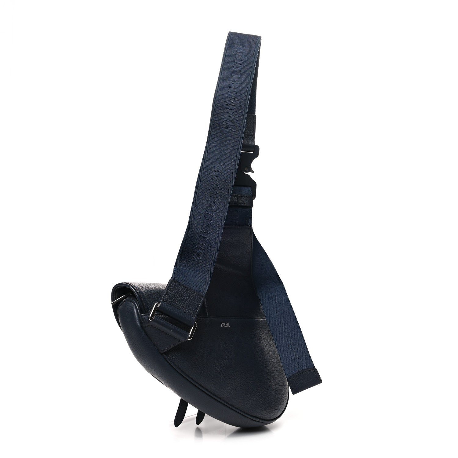Christian Dior Grained Calfskin Saddle Bag Navy Blue 3 of 10