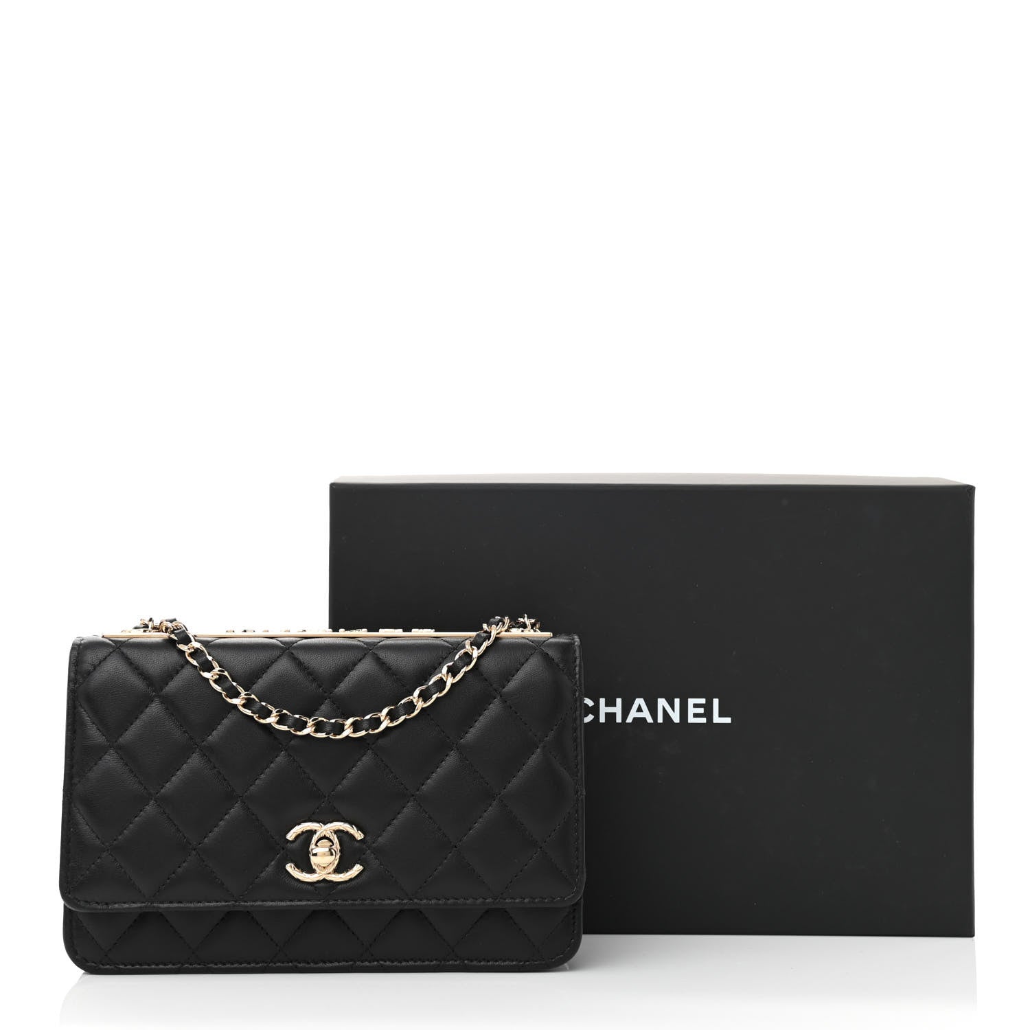 Chanel Lambskin Quilted Trendy CC Wallet On Chain WOC Black 13 of 13
