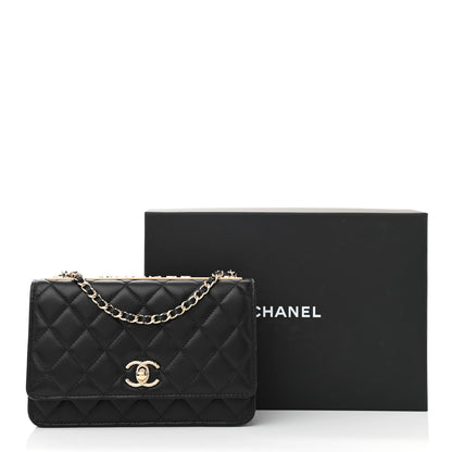Chanel Lambskin Quilted Trendy CC Wallet On Chain WOC Black 13 of 13