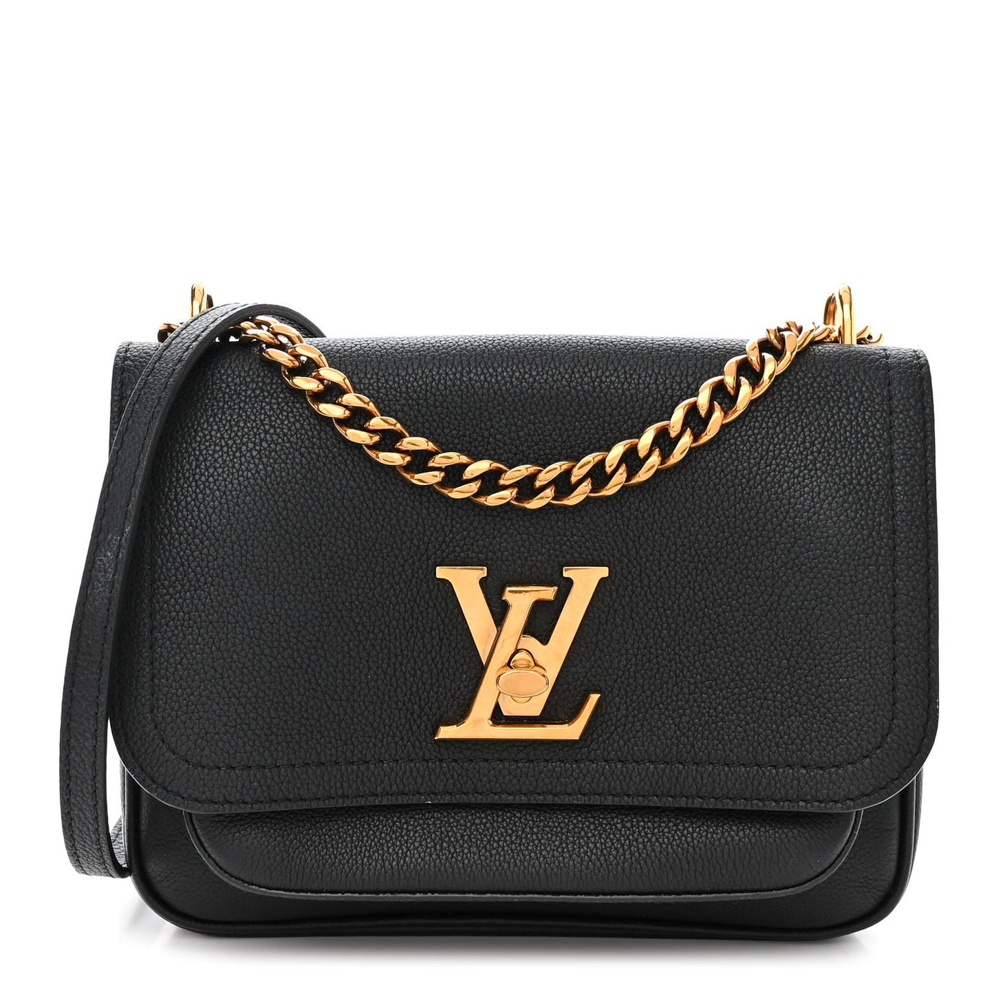 Grained Calfskin Lockme Chain Bag PM Black