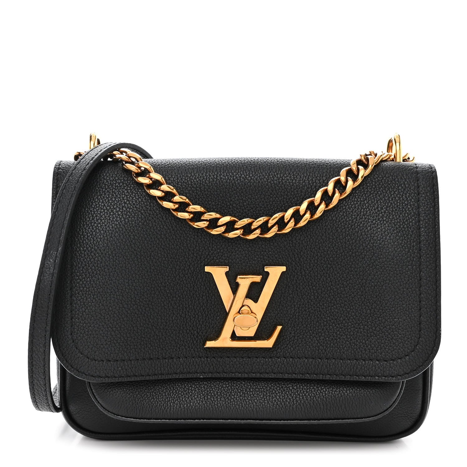 Louis Vuitton Grained Calfskin Lockme Chain Bag PM Black 1 of 9