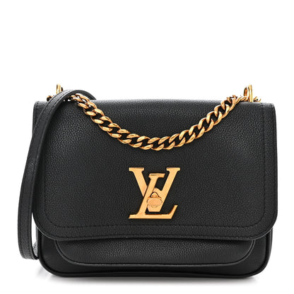 Louis Vuitton Grained Calfskin Lockme Chain Bag PM Black 1 of 9