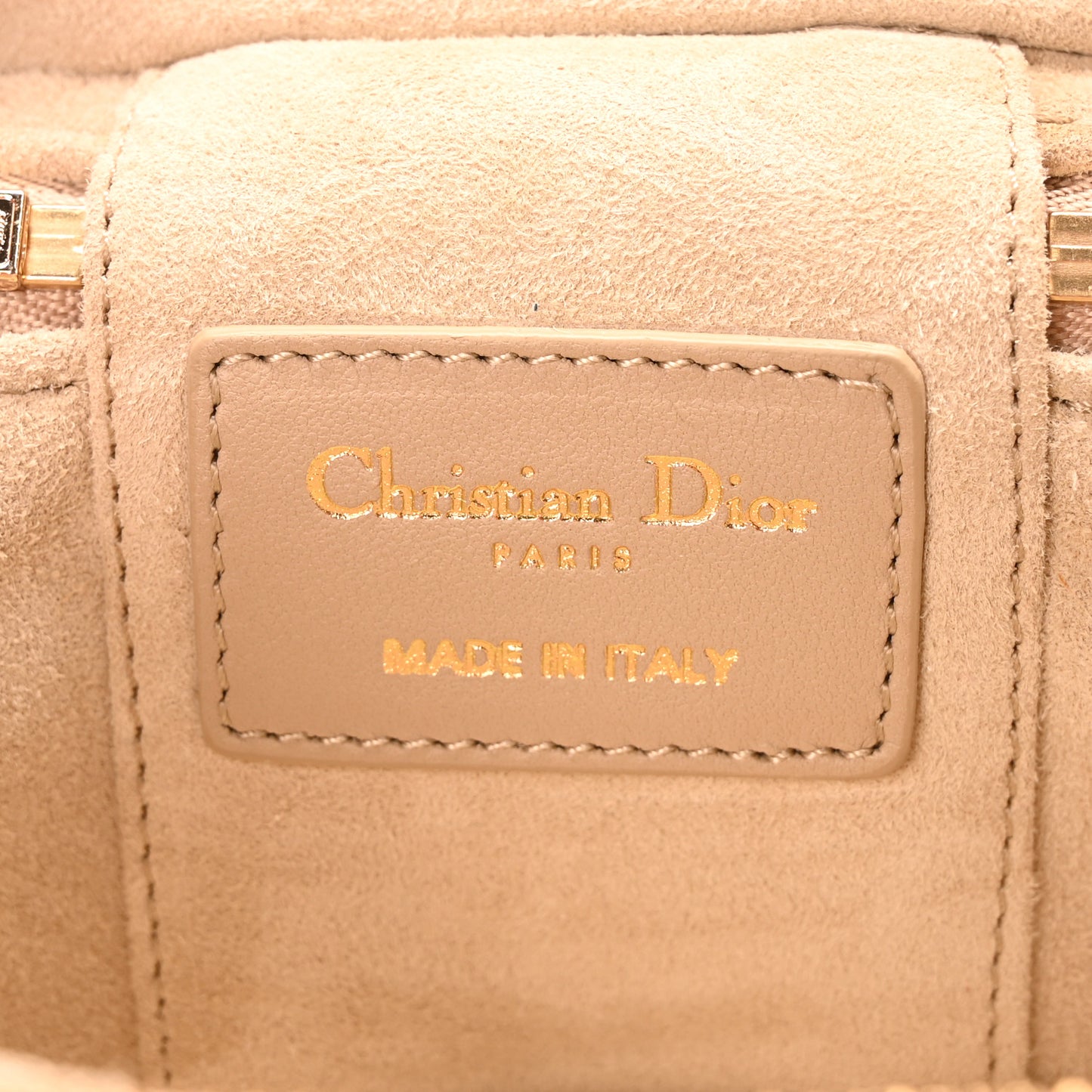 Lambskin Cannage Micro Lady Dior Vanity Case Beige