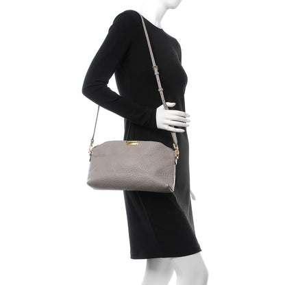Burberry Signature Grain Calfskin Check Embossed Small Chichester Crossbody Clutch Bag Pale Grey 2 of 10