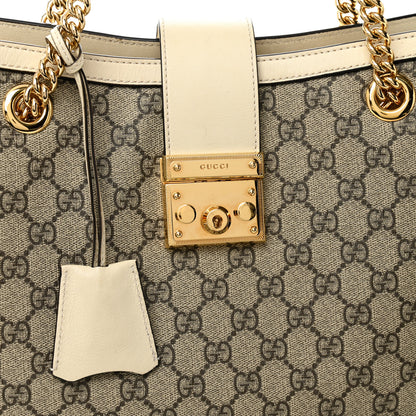 Gucci GG Supreme Monogram Medium Padlock Tote White 8 of 11