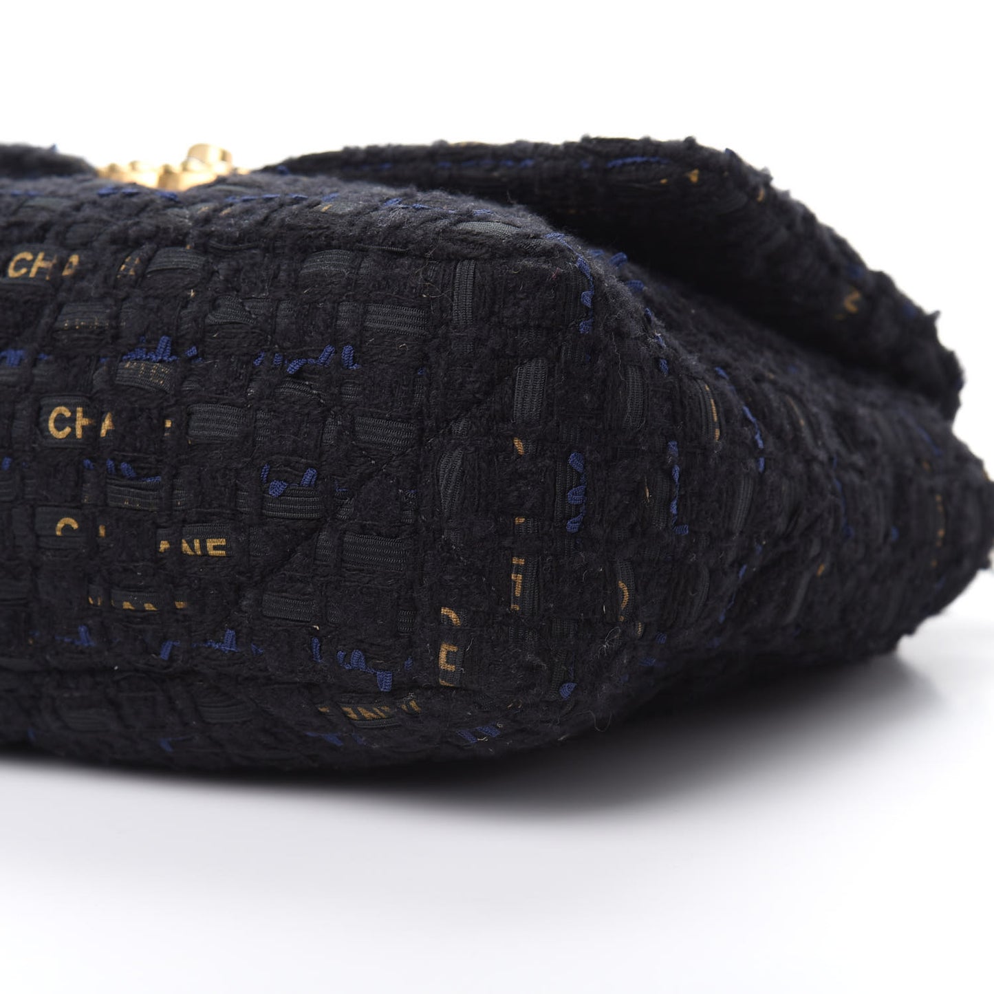 Tweed Quilted Large Chanel 19 Flap Black Navy Gold
