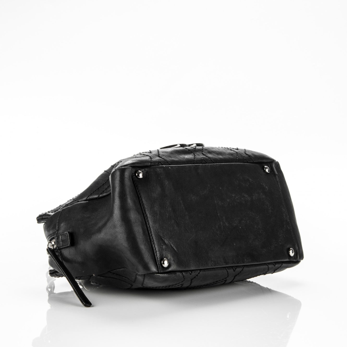 Calfskin Small Diamond Stitch Tote Black