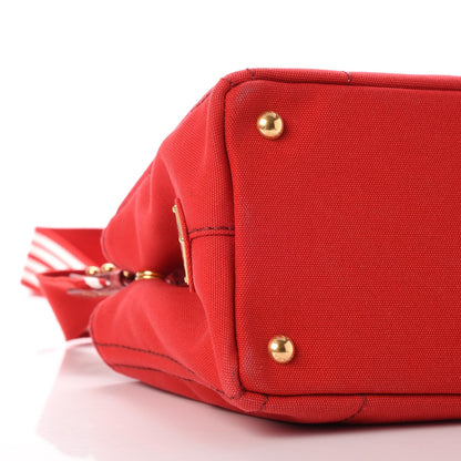 Prada Canapa Small Logo Tote Rosso Talco 10 of 11