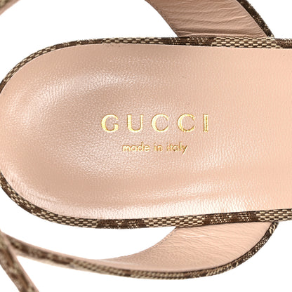 Gucci Monogram Nappa Chalotte Horsebit Ankle Strap 75mm Flatform Sandals 39 Beige Ebony 6 of 8