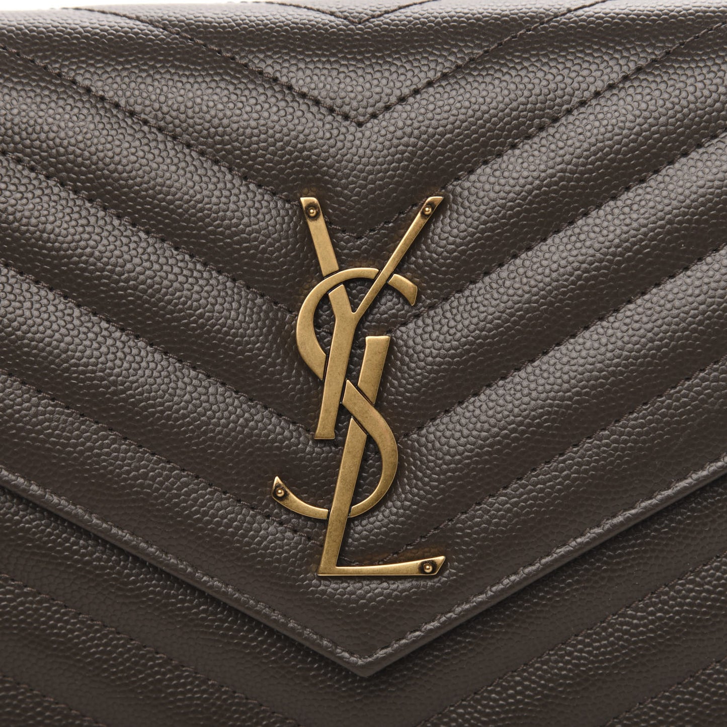 Grain De Poudre Matelasse Chevron Monogram Chain Wallet Pebble