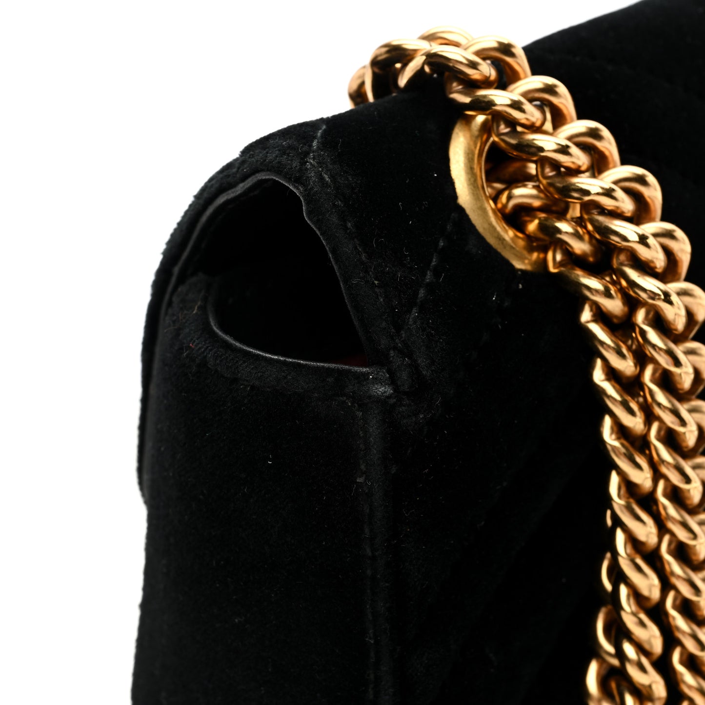 Velvet Matelasse Mini GG Marmont Shoulder Bag Black