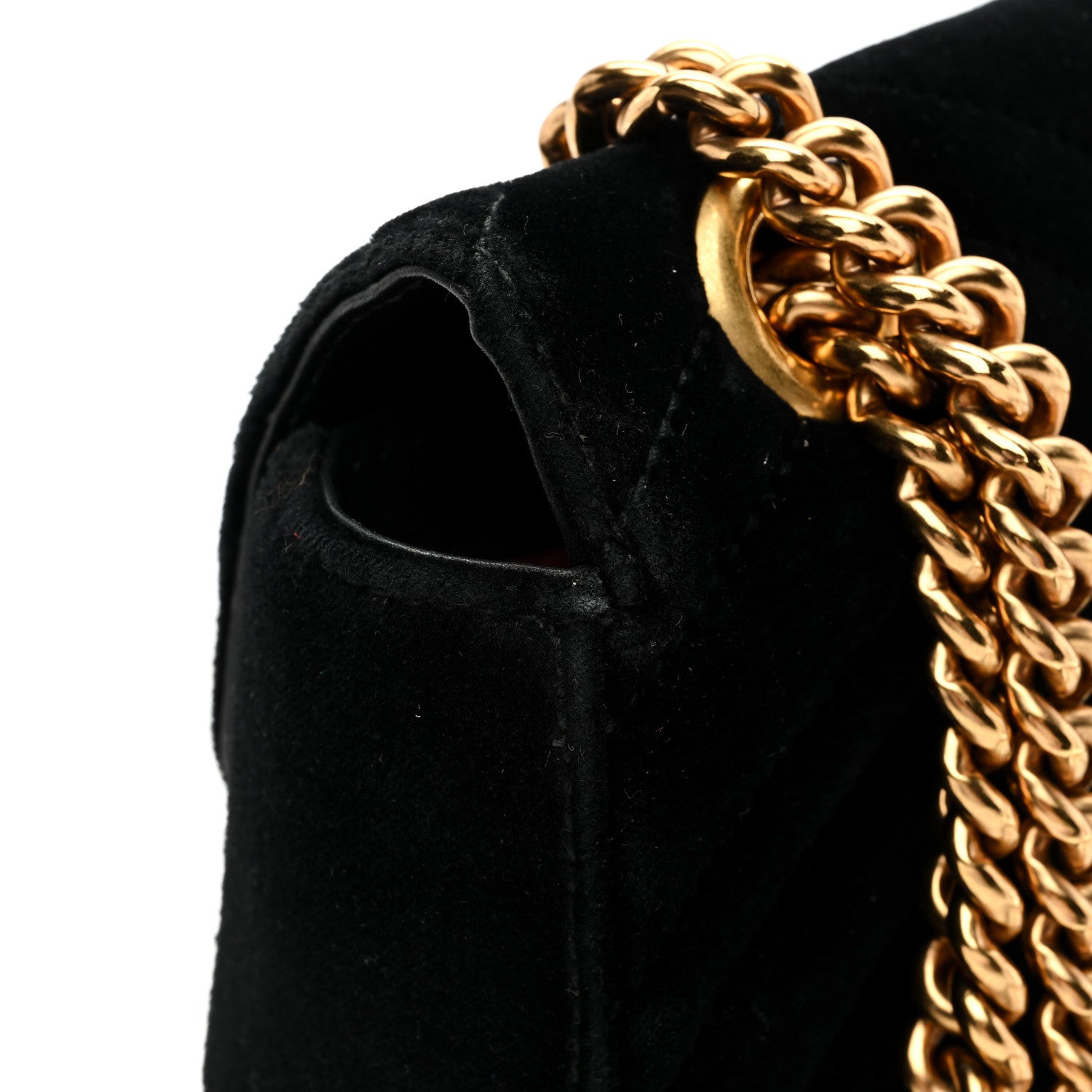 Gucci Velvet Matelasse Mini GG Marmont Shoulder Bag Black 10 of 11