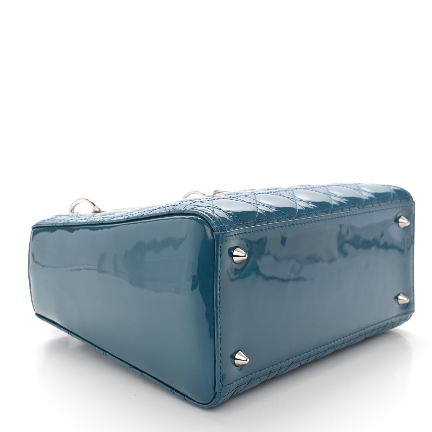 Patent Cannage Medium Lady Dior Blue